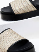 Flatforms σανδάλια με ψάθινη φάσα - Μπεζ - thefashionproject.gr - CARAD