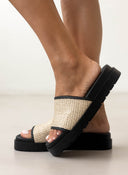 Flatforms σανδάλια με ψάθινη φάσα
