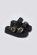 Flatforms σανδάλια με στρας Mariella Fabiani 2503/02 - Μαύρο - thefashionproject.gr - Mariella Fabiani
