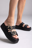 Flatforms σανδάλια με στρας Mariella Fabiani 2503/02 - Μαύρο - thefashionproject.gr - Mariella Fabiani