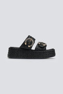 Flatforms σανδάλια με στρας Mariella Fabiani 2503/02 - Μαύρο - thefashionproject.gr - Mariella Fabiani