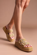 Flatforms σανδάλια με στρας Mariella Fabiani 2503/02 - Ταμπά - thefashionproject.gr - Mariella Fabiani