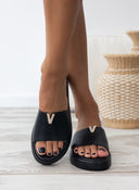Flatforms σανδάλια με στρας στοιχείο TFP - Μαύρο - thefashionproject.gr - TFP