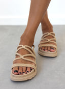 Flatforms σανδάλια με σχέδιο σχοινί στα λουράκια