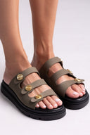 Flatforms σανδάλια nubuck Tfp - Χακί - thefashionproject.gr - TFP - 24144022003