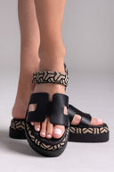 Flatforms σανδάλια δερμάτινα με print Mariella Fabiani 2524/91