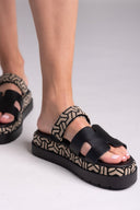 Flatforms σανδάλια δερμάτινα με print Mariella Fabiani 2524/91