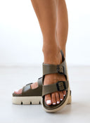 Flatforms slides με τοκάδες ATENEO - Λαδί - thefashionproject.gr - ATENEO