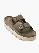 Flatforms slides με τοκάδες ATENEO - Λαδί - thefashionproject.gr - ATENEO