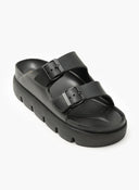 Flatforms slides με τοκάδες ATENEO - Μαύρο - thefashionproject.gr - ATENEO