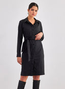 Φόρεμα δερματίνη με κουμπιά Vero Moda 10314000 - Μαύρο - thefashionproject.gr - VERO MODA