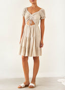Φόρεμα με δαντέλα και cut out - Μπεζ - thefashionproject.gr - The Fashion Project