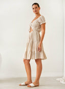 Φόρεμα με δαντέλα και cut out - Μπεζ - thefashionproject.gr - The Fashion Project