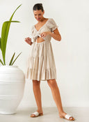 Φόρεμα με δαντέλα και cut out - Μπεζ - thefashionproject.gr - The Fashion Project