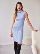 Φόρεμα με ριπ ύφανση NAIBA 402.237 - Γαλάζιο - thefashionproject.gr - The Fashion Project
