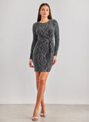 Φόρεμα μίνι lurex με σούρα Vero Moda 10277560 - Μαύρο/Ασημί - thefashionproject.gr - VERO MODA