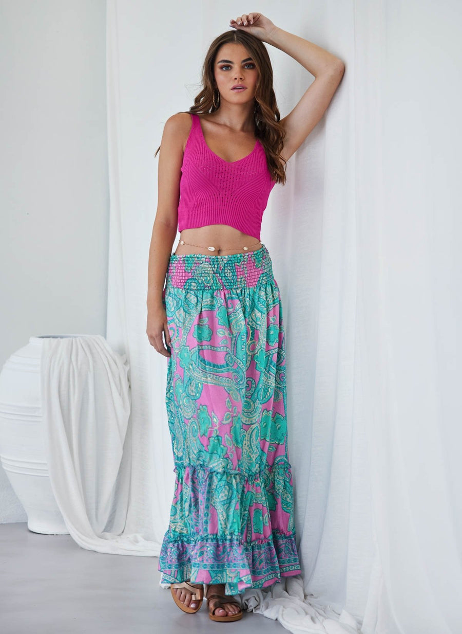 Φούστα μάξι με boho λαχούρια