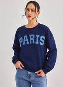Φούτερ με ντενιμ στάμπα PARIS