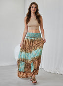 Φούστα μάξι με boho λαχούρια - Καφέ - thefashionproject.gr - The Fashion Project