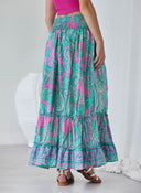 Φούστα μάξι με boho λαχούρια - Μέντα - thefashionproject.gr - The Fashion Project