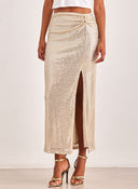 Φούστα με παγιέτες Vero Moda 10306132 - Χρυσό - thefashionproject.gr - VERO MODA