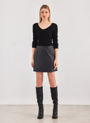 Φούστα μίνι δερματίνη Noobass 09 - 27 - Μαύρο - thefashionproject.gr - Noobass