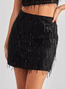 Φούστα μίνι με παγιέτες Only 15305742 - Μαύρο - thefashionproject.gr - ONLY