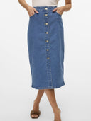 Φούστα τζιν μίντι με κουμπιά Vero Moda 10331366 - Μπλε denim - thefashionproject.gr - VERO MODA