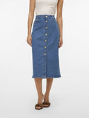 Φούστα τζιν μίντι με κουμπιά Vero Moda 10331366 - Μπλε denim - thefashionproject.gr - VERO MODA