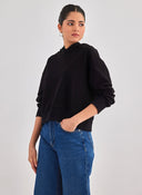 Φούτερ κοντό με κουκούλα - Μαύρο - thefashionproject.gr - Jean Louis Francoise