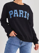 Φούτερ με ντενιμ στάμπα PARIS - Μαύρο - thefashionproject.gr - Jean Louis Francoise