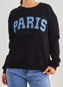 Φούτερ με ντενιμ στάμπα PARIS - Μαύρο - thefashionproject.gr - Jean Louis Francoise - 21384002001