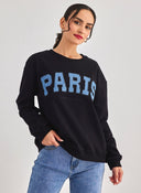 Φούτερ με ντενιμ στάμπα PARIS - Μαύρο - thefashionproject.gr - Jean Louis Francoise