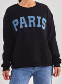 Φούτερ με ντενιμ στάμπα PARIS - Μαύρο - thefashionproject.gr - Jean Louis Francoise