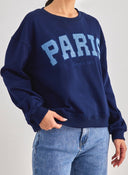 Φούτερ με ντενιμ στάμπα PARIS - Μπλε σκούρο - thefashionproject.gr - Jean Louis Francoise