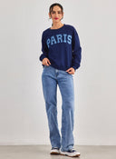 Φούτερ με ντενιμ στάμπα PARIS - Μπλε σκούρο - thefashionproject.gr - Jean Louis Francoise