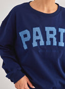Φούτερ με ντενιμ στάμπα PARIS - Μπλε σκούρο - thefashionproject.gr - Jean Louis Francoise