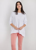 Φούτερ oversized με ασύμμετρο τελείωμα Noobass 01 - 679 - Λευκό - thefashionproject.gr - Noobass