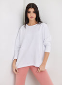 Φούτερ oversized με ασύμμετρο τελείωμα Noobass 01 - 679 - Λευκό - thefashionproject.gr - Noobass