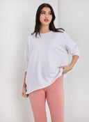 Φούτερ oversized με ασύμμετρο τελείωμα Noobass 01 - 679 - Λευκό - thefashionproject.gr - Noobass