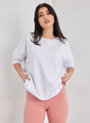 Φούτερ oversized με ασύμμετρο τελείωμα Noobass 01 - 679 - Λευκό - thefashionproject.gr - Noobass