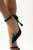 Γόβες από velvet ύφασμα με μπαρέτα TFP - Κυπαρισσί - thefashionproject.gr - TFP