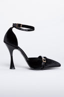 Γόβες από velvet ύφασμα με μπαρέτα TFP - Μαύρο - thefashionproject.gr - TFP