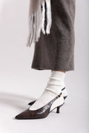 Γόβες κροκό μυτερές slingback TFP - Καφέ - thefashionproject.gr - TFP