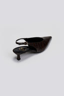 Γόβες κροκό μυτερές slingback TFP - Καφέ - thefashionproject.gr - TFP