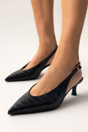 Γόβες κροκό μυτερές slingback TFP - Μαύρο - thefashionproject.gr - TFP
