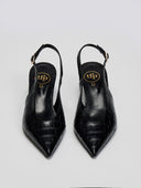 Γόβες κροκό μυτερές slingback TFP - Μαύρο - thefashionproject.gr - TFP
