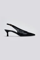 Γόβες κροκό μυτερές slingback TFP - Μαύρο - thefashionproject.gr - TFP