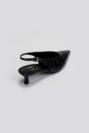 Γόβες κροκό μυτερές slingback TFP - Μαύρο - thefashionproject.gr - TFP
