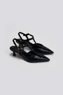 Γόβες κροκό μυτερές t - strap TFP - Μαύρο - thefashionproject.gr - TFP